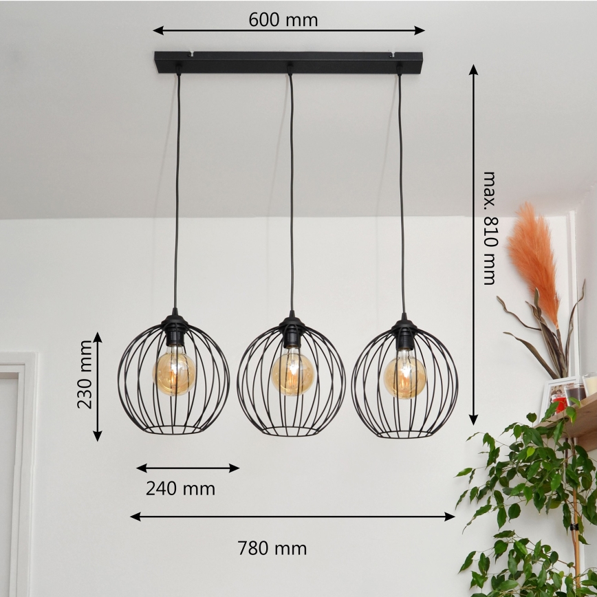 LED Пендел MERCURE 3xE27/15W/230V