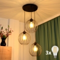 LED Пендел MERCURE 3xE27/15W/230V ø 50 см черен