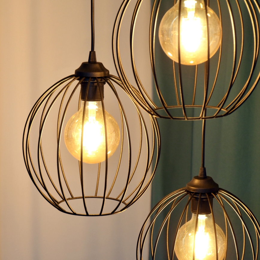 LED Пендел MERCURE 3xE27/15W/230V ø 50 см черен