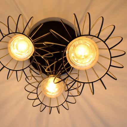 LED Пендел MERCURE 3xE27/15W/230V ø 50 см черен