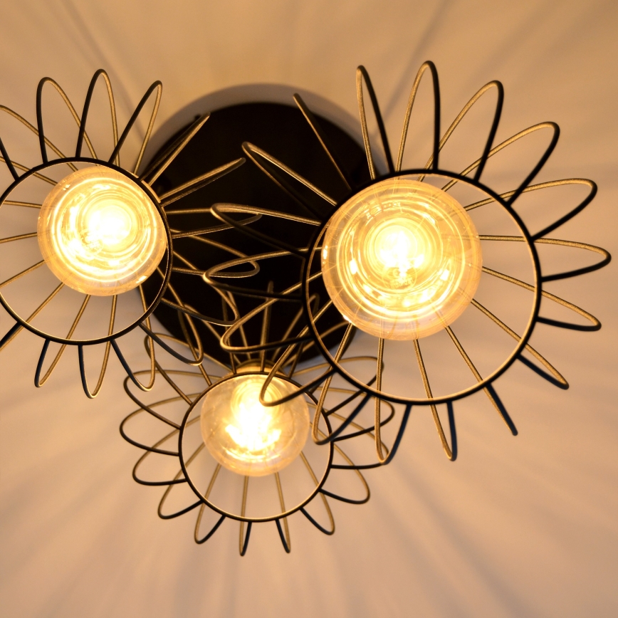 LED Пендел MERCURE 3xE27/15W/230V ø 50 см черен