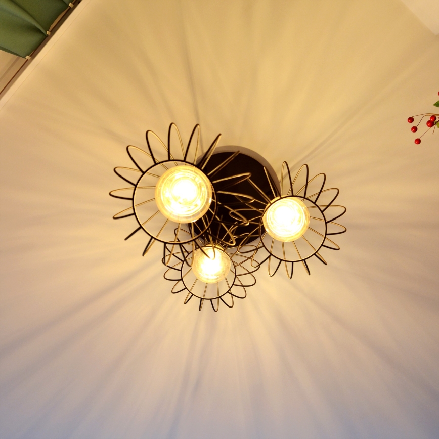 LED Пендел MERCURE 3xE27/15W/230V ø 50 см черен