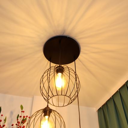 LED Пендел MERCURE 3xE27/15W/230V ø 50 см черен