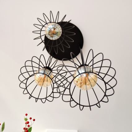 LED Пендел MERCURE 3xE27/15W/230V ø 50 см черен