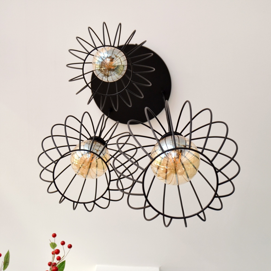 LED Пендел MERCURE 3xE27/15W/230V ø 50 см черен