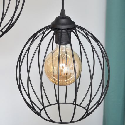 LED Пендел MERCURE 3xE27/15W/230V ø 50 см черен