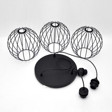 LED Пендел MERCURE 3xE27/15W/230V ø 50 см черен