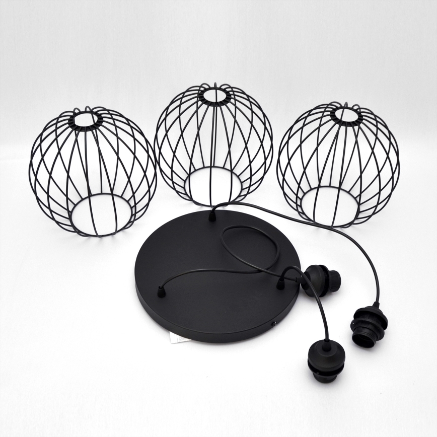 LED Пендел MERCURE 3xE27/15W/230V ø 50 см черен