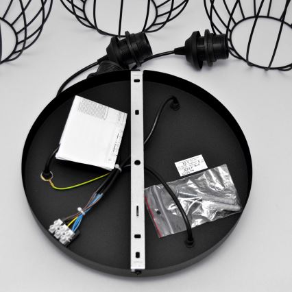 LED Пендел MERCURE 3xE27/15W/230V ø 50 см черен