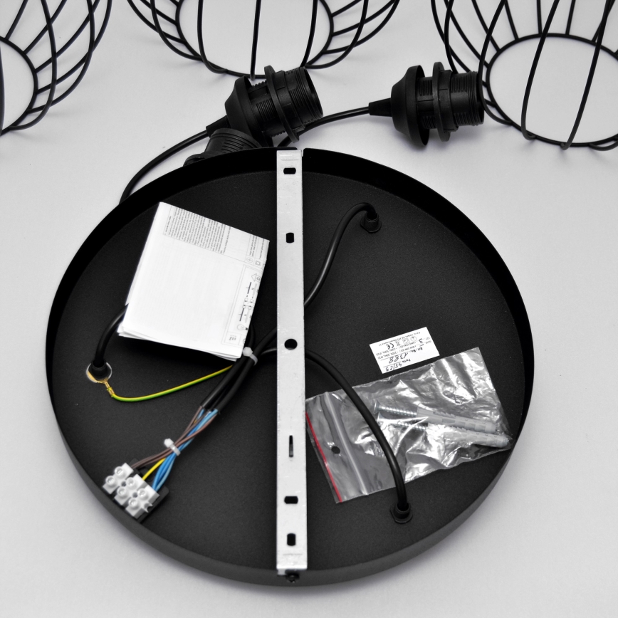 LED Пендел MERCURE 3xE27/15W/230V ø 50 см черен