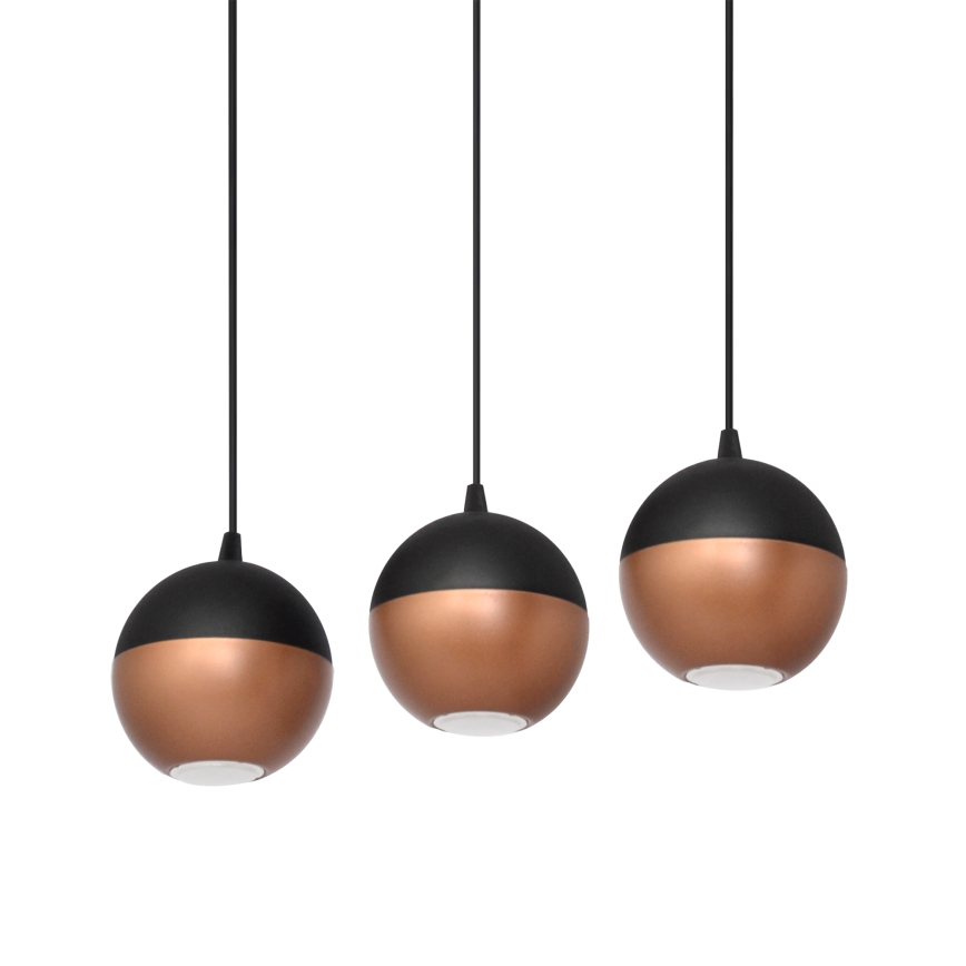 LED Пендел MIDWAY 3xGU10/4,8W/230V черен/меден