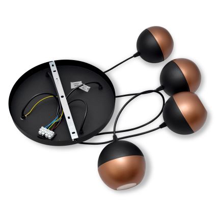 LED Пендел MIDWAY 4xGU10/4,8W/230V черен/меден
