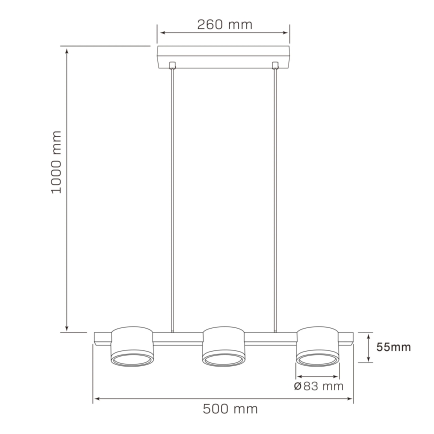LED Пендел MIRELLA 3xGX53/6W/230V черен