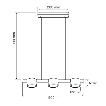 LED Пендел MIRELLA 3xGX53/6W/230V златист/черен
