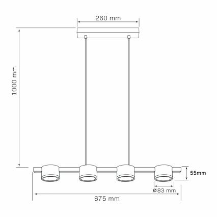 LED Пендел MIRELLA 4xGX53/6W/230V златист/черен