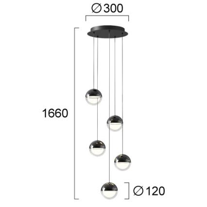 LED пендел на кабел ZIREA LED/30W/230V черен