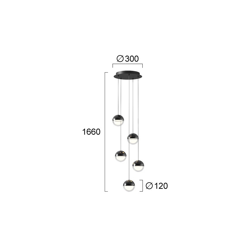 LED пендел на кабел ZIREA LED/30W/230V черен