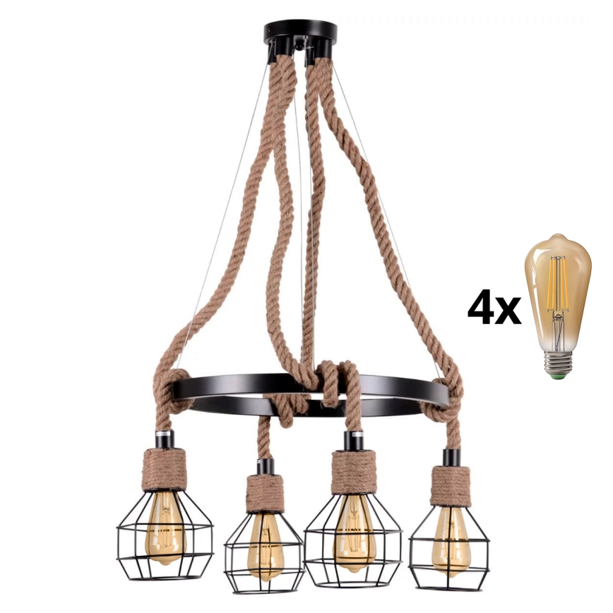 LED Пендел ROPE ALEGRA 4xE27/10W/230V