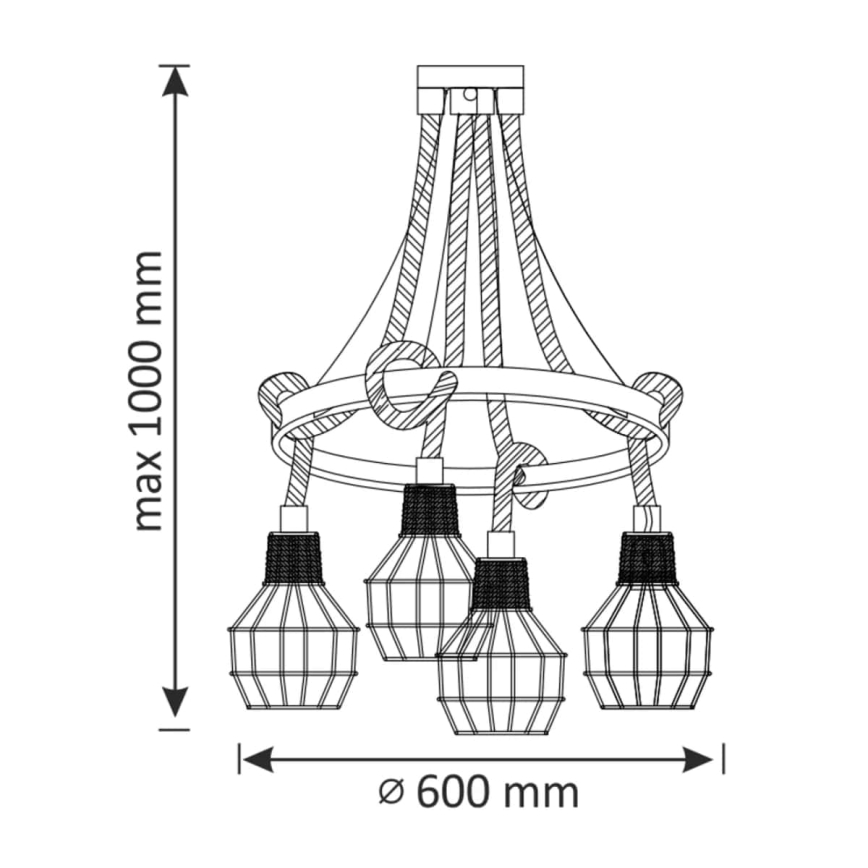 LED Пендел ROPE ALEGRA 4xE27/10W/230V