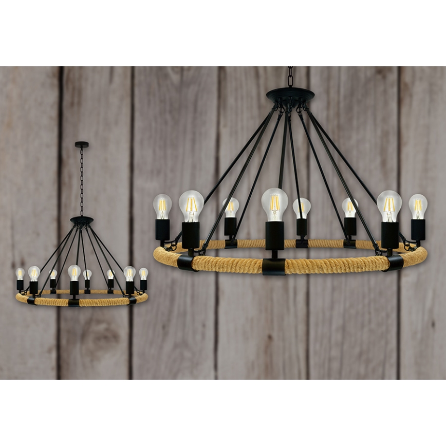 LED Пендел ROPE ARTHUR 8xE27/6W/230V