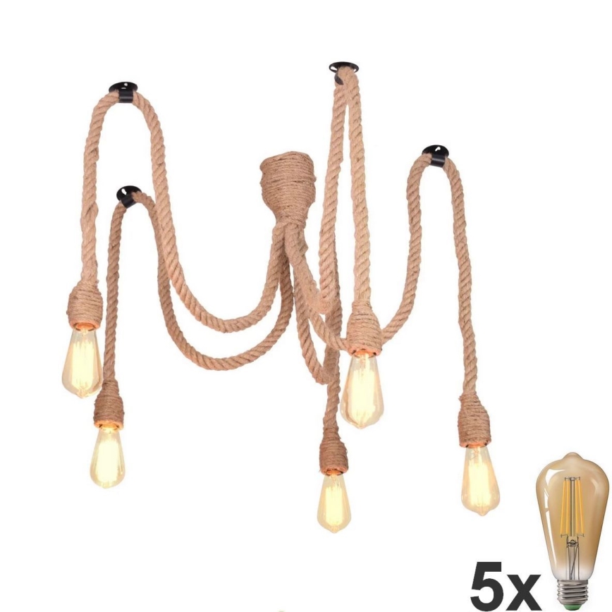 LED Пендел ROPE CASA 5xE27/10W/230V паяк