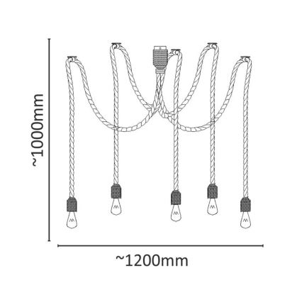 LED Пендел ROPE CASA 5xE27/10W/230V паяк