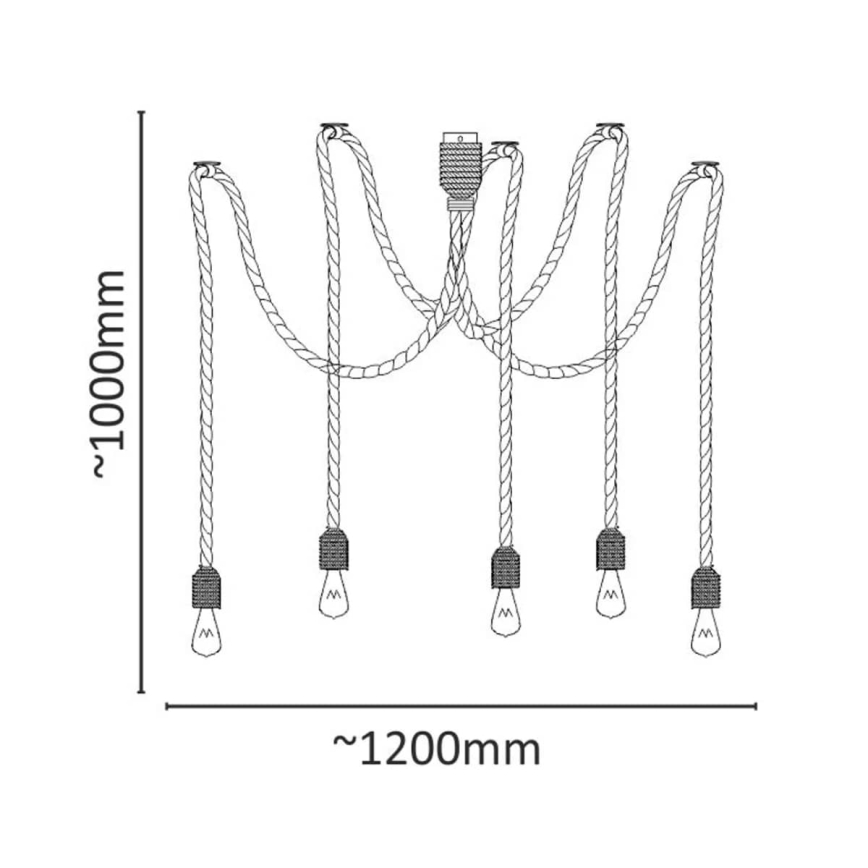 LED Пендел ROPE CASA 5xE27/10W/230V паяк