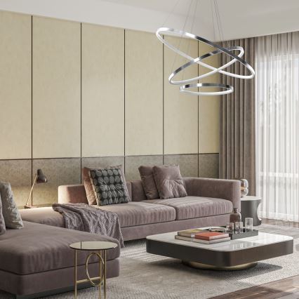 LED Пендел ROTONDA LED/93W/230V матов хром