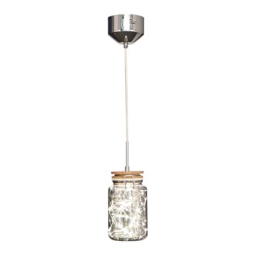 LED Пендел SHOCK LED/5W/230V лъскав хром/дървен