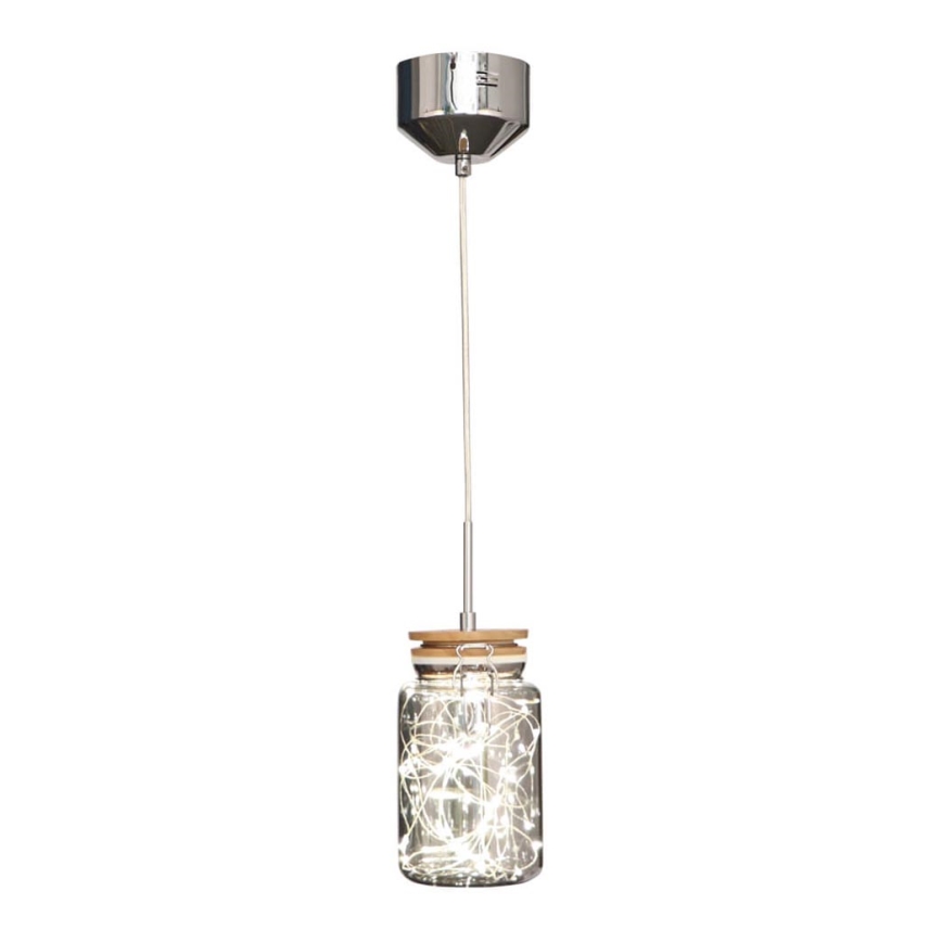 LED Пендел SHOCK LED/5W/230V лъскав хром/дървен