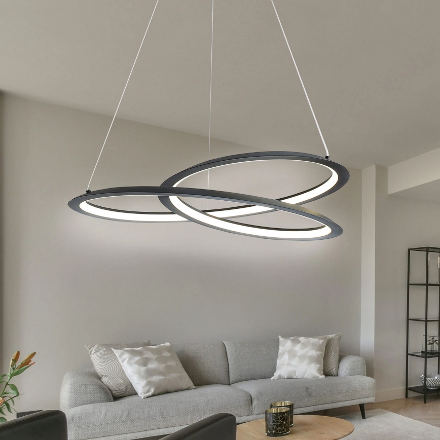 LED Пендел TANGO LED/44W/230V 4000K Ø 60 см черен