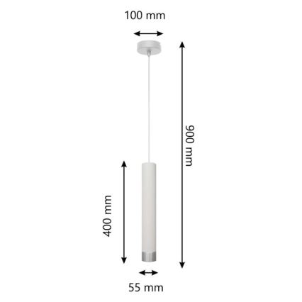 LED Пендел TUBA 1xGU10/4,8W/230V бял/матов хром