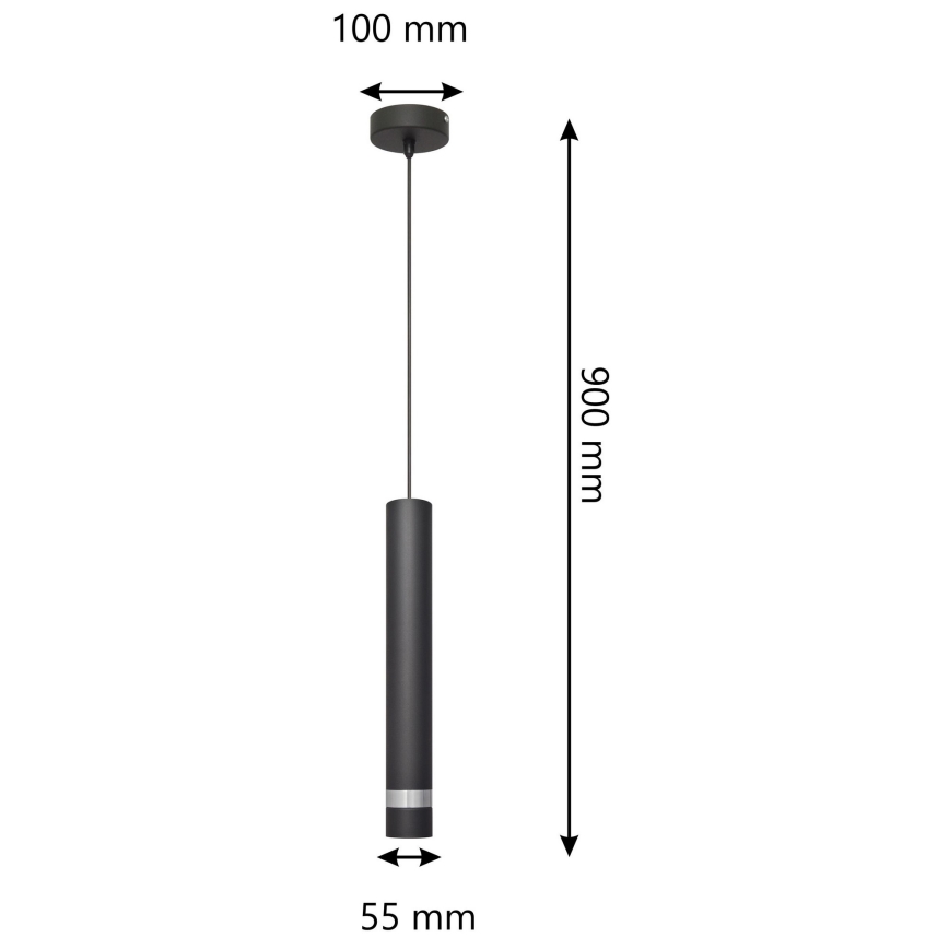 LED Пендел TUBA 1xGU10/4,8W/230V черен/лъскав хром