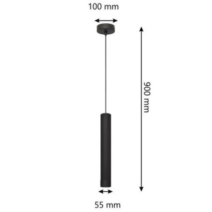 LED Пендел TUBA 1xGU10/4,8W/230V черен