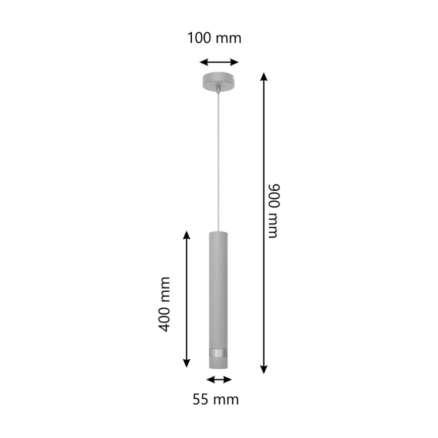 LED Пендел TUBA 1xGU10/4,8W/230V сив/лъскав хром
