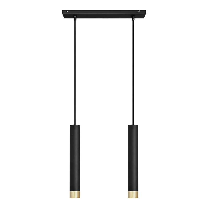 LED Пендел TUBA 2xGU10/4,8W/230V черен/златист