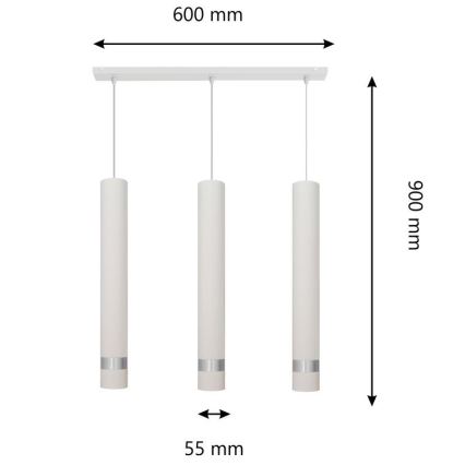 LED Пендел TUBA 3xGU10/4,8W/230V бял/матов хром