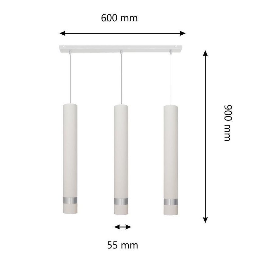 LED Пендел TUBA 3xGU10/4,8W/230V бял/матов хром