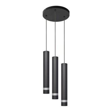 LED Пендел TUBA 3xGU10/4,8W/230V черен/лъскав хром