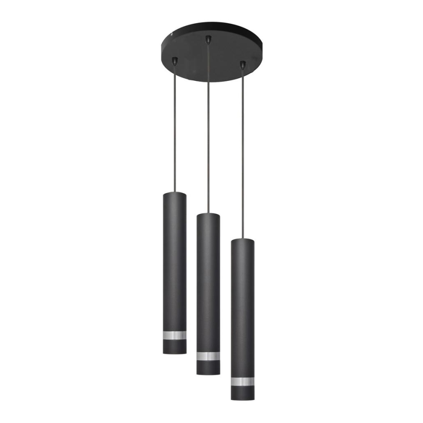 LED Пендел TUBA 3xGU10/4,8W/230V черен/лъскав хром
