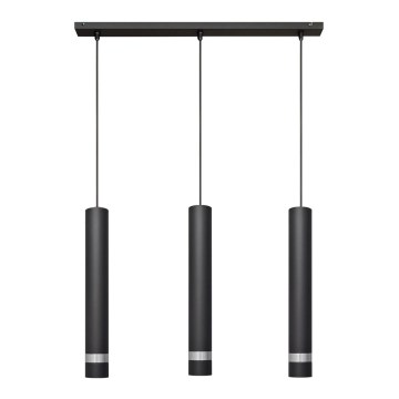LED Пендел TUBA 3xGU10/4,8W/230V черен/лъскав хром