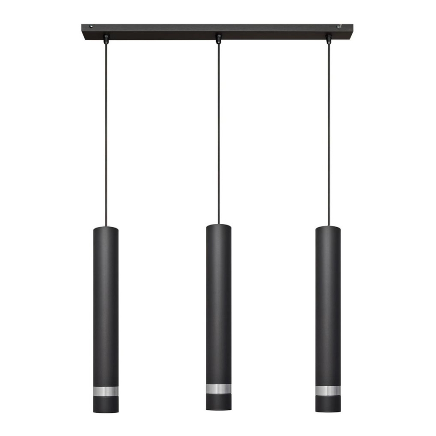 LED Пендел TUBA 3xGU10/4,8W/230V черен/лъскав хром