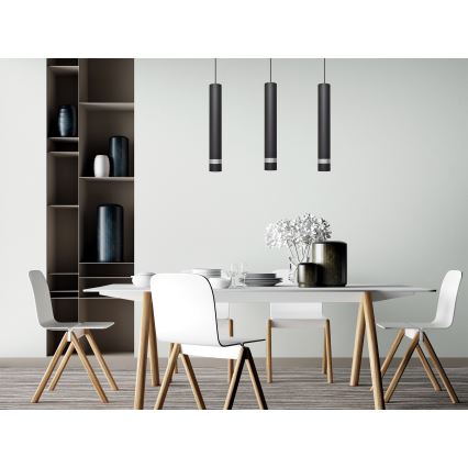 LED Пендел TUBA 3xGU10/4,8W/230V черен/лъскав хром