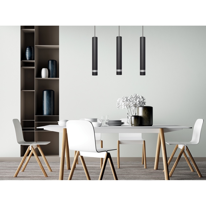 LED Пендел TUBA 3xGU10/4,8W/230V черен/лъскав хром