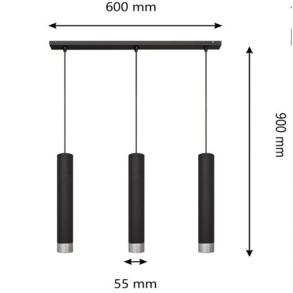 LED Пендел TUBA 3xGU10/4,8W/230V