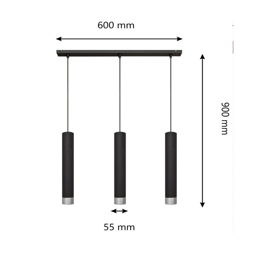 LED Пендел TUBA 3xGU10/4,8W/230V