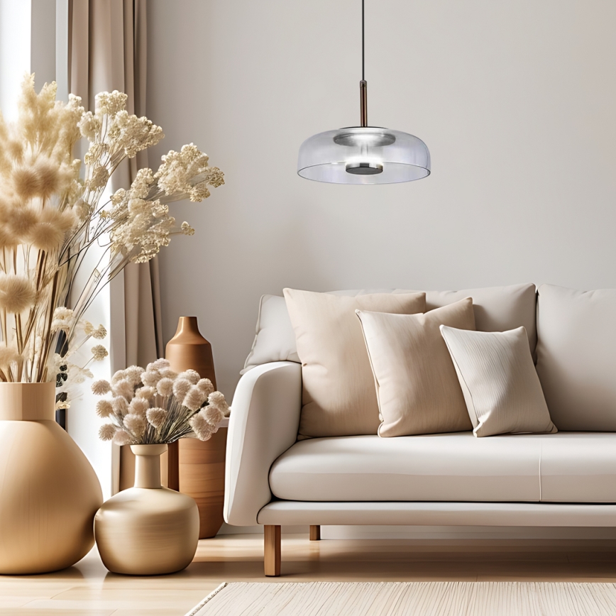 LED Пендел VETRO LED/6W/230V Ø 23 см сив/черен