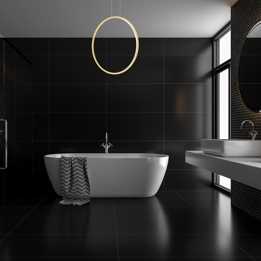 LED Пендел за баня SATURNO LED/46W/230V Ø 80 см IP44 златист