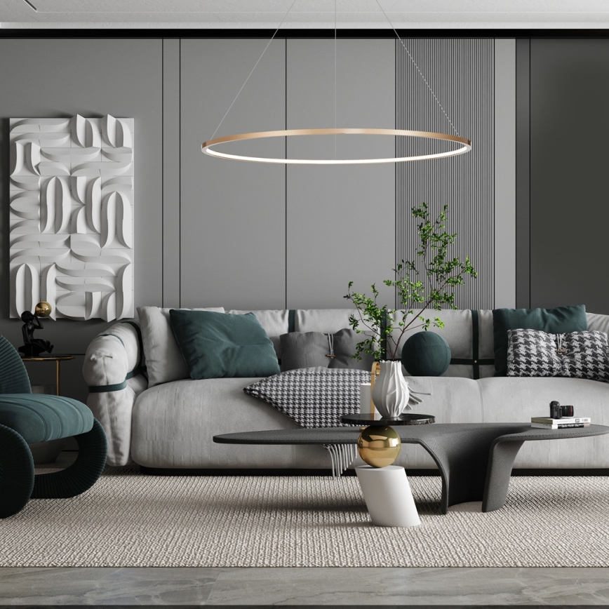 LED Пендел за баня SATURNO LED/65W/230V Ø 120 см IP44 златист