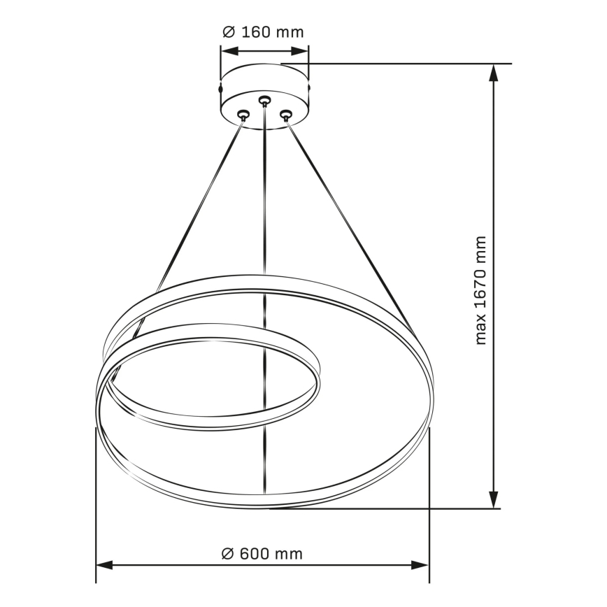 LED Пендел ZEFIRA LED/52W/230V 4000K Ø 60 см антрацит